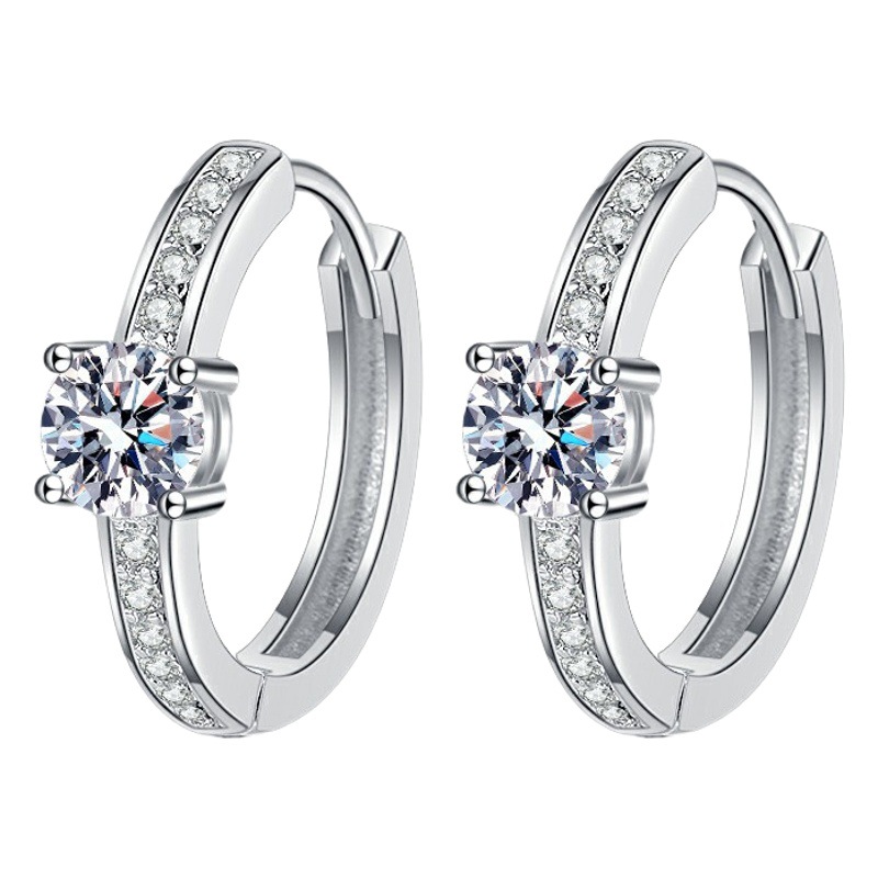 S925 sterling silver earrings French style 50 moissanite earrings high sense 1 karat D color moissanite earrings