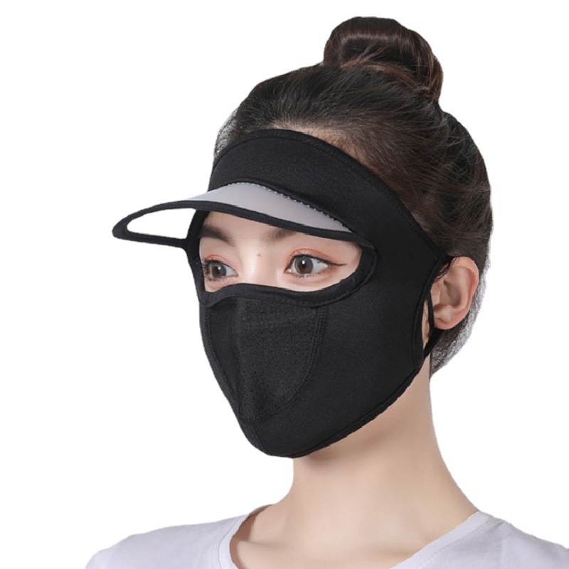 Picture of Summer big sale New Ice Silk thin sunscreen mask with hat brim breathable washable sunshade mask for men and women