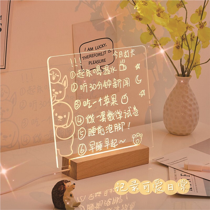 Manufacturers supply acrylic memo board desktop luminous memo plug-in LED lights computer side student message board