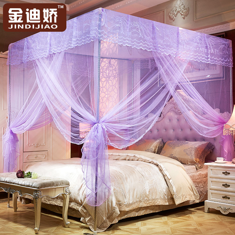 Mosquito net three-door square top encryption Palace mosquito net Princess wind stainless steel floor bracket 1.8m1.5m wholesale
