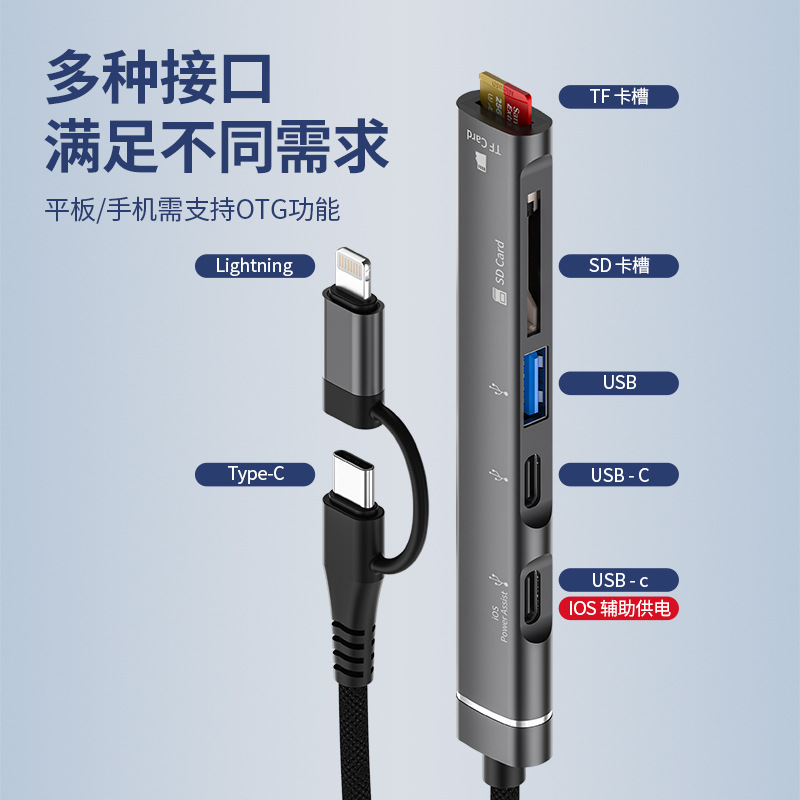 Picture of 5-in-1 Usb-C Extended USB Hub Card Reader Suitable for Huawei Typec Interface to Usbtf Card Sd Memory Card