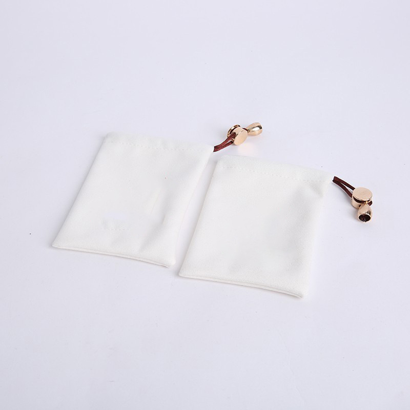 Milky White Double-Sided Stretch Velvet Bag, Soft and Comfortable Small Pouch, Cosmetic Sample Storage Drawstring Bag