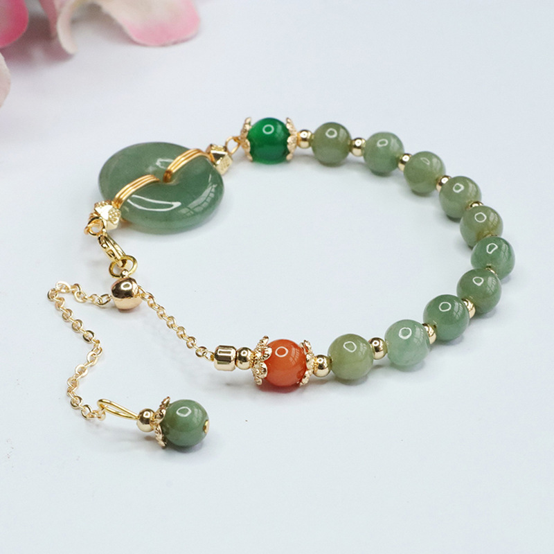 Picture of As Yu natural Burmese jadeite oil green peace buckle bracelet jade bracelet wholesale live generation FC3103008