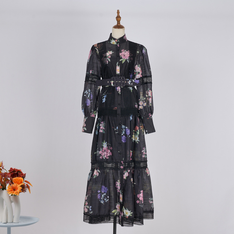 Real shot in stock Australia new silk linen two-piece dress dress British style lace dress with suspenders