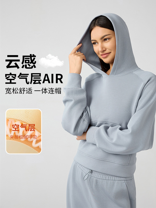 Autumn and Winter Kangaroo Pocket Casual Simple Fashion All-match Loose Hooded Yoga Outdoor Sports Women's Sweatshirt DAW165