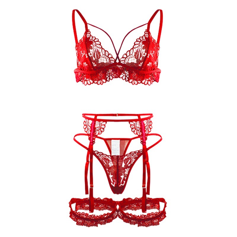 Factory wholesale sexy temptation sexy bra Garter sexy underwear four-piece set bed flirting women's supplies