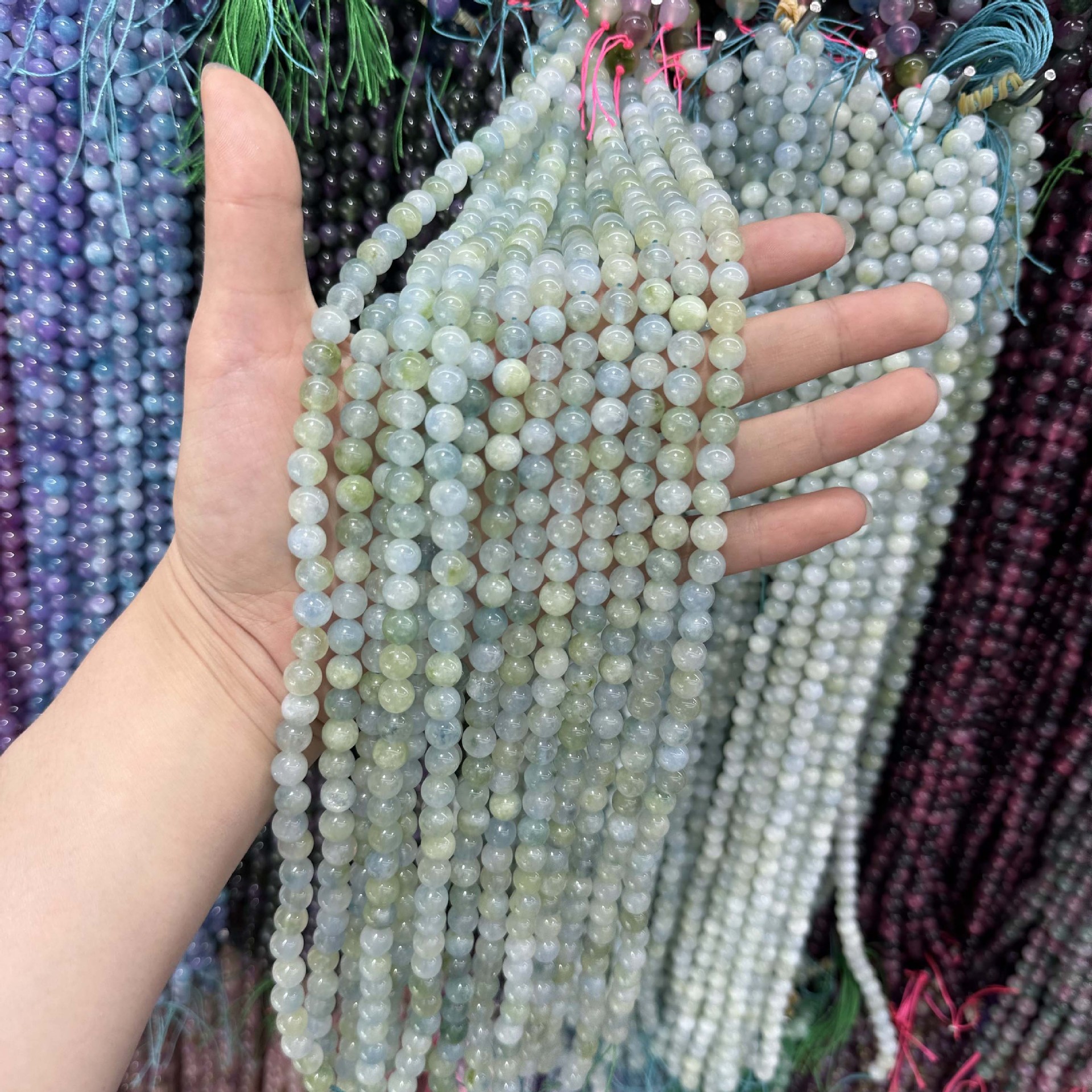 Picture of Live hot grade a chalcedony 8mm two-color round beads beads handmade diy Internet celebrity matching in stock jewelry