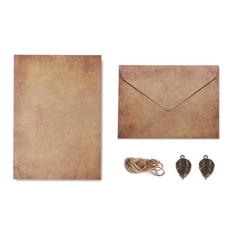 Picture of A5 Handwritten Love Letter Printable LOGO Advanced Sense Metal Kraft Paper Retro Envelope Letterhead suit Confession Letterhead