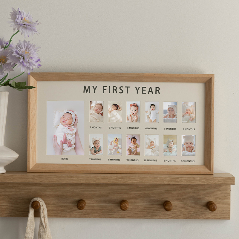 One-year-old and 12-month-old baby's growth record photo frame set-up table for 100 days to commemorate baby's washing photo identification photo
