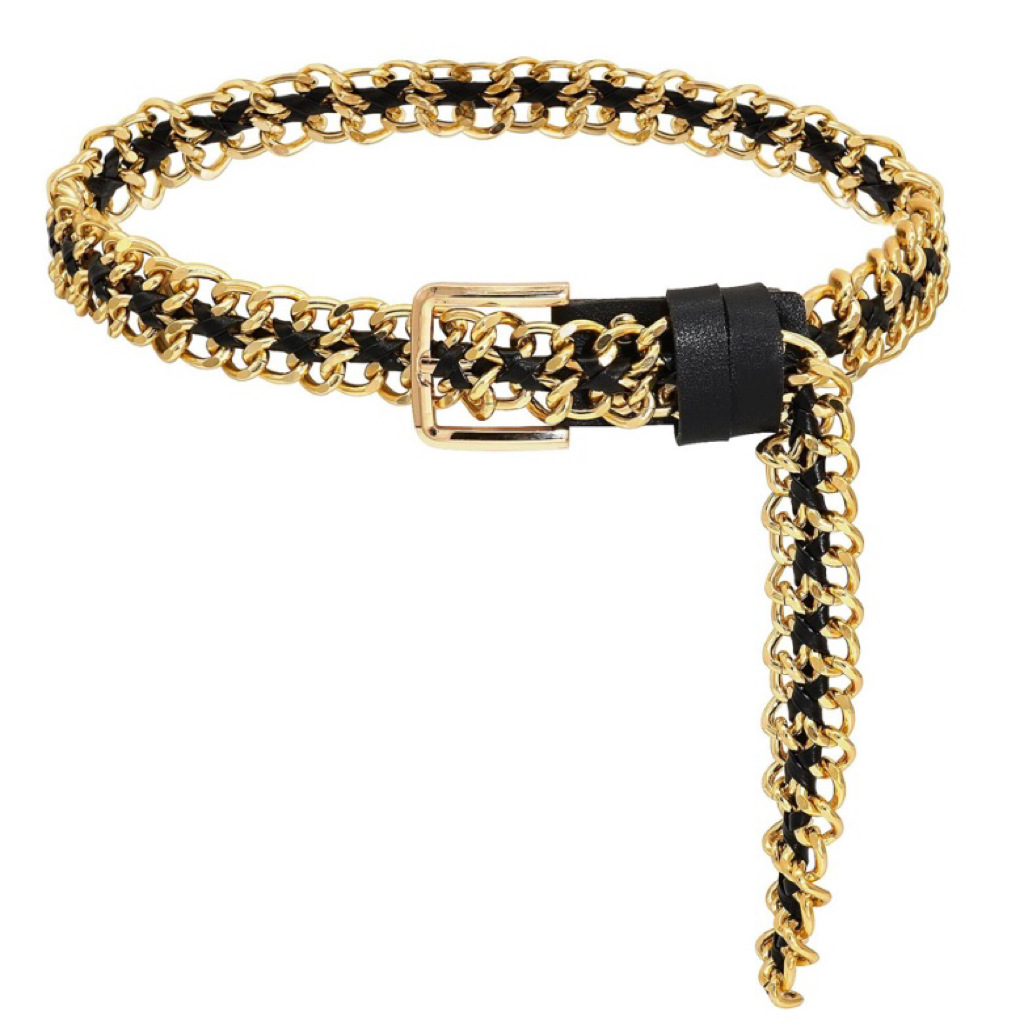 Women's Waist Chain Belt Metal Chain Braided Belt Fashionable All-match dress Jeans Decorative Thin Belt for Women