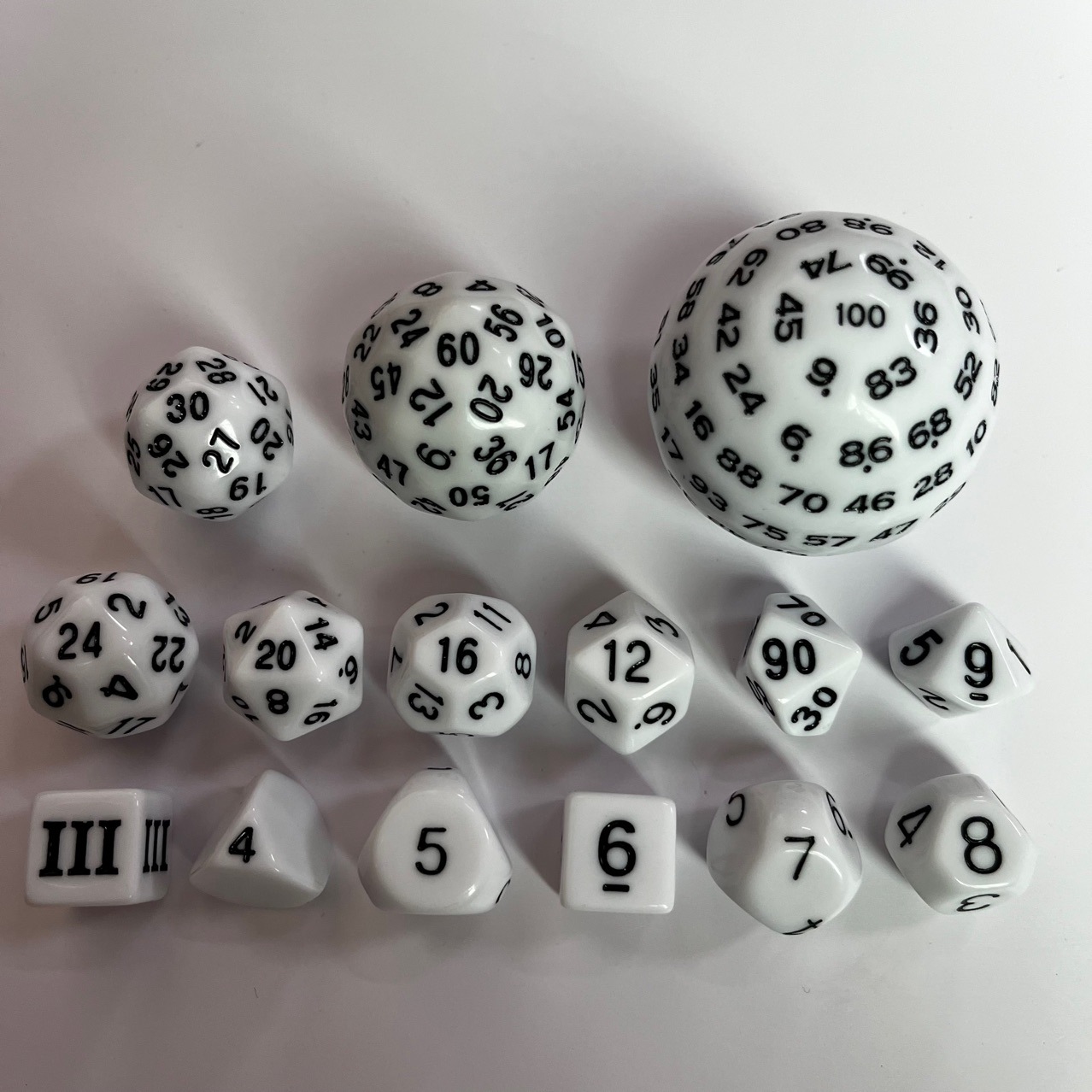 Picture of 15 sets of solid color 3-sided to 100-sided digital DICE collection gift personalized game DICE DICE