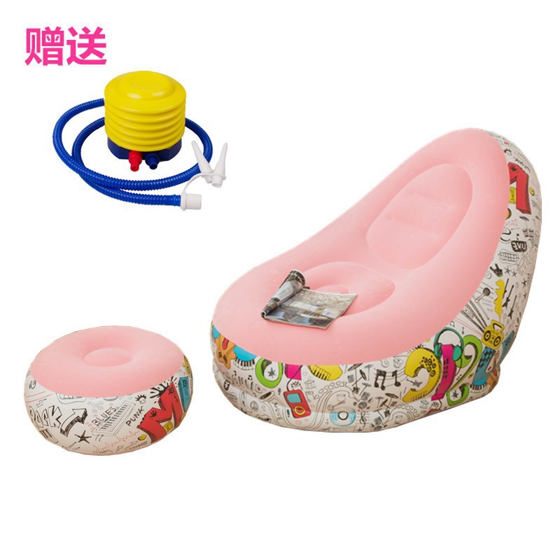 Picture of Cross-border Spot Thickened Flocking Inflatable Sofa Lazy Sofa Internet Celebrity Single Comfortable Sofa Nap Recliner Creative