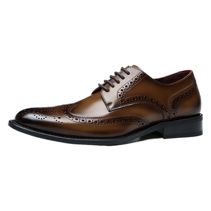 2025 Spring New Men's Leather Shoes Men's Genuine Leather Gentleman Brogue Carved Men's Leather Shoes Business Formal Shoes Wedding Shoes