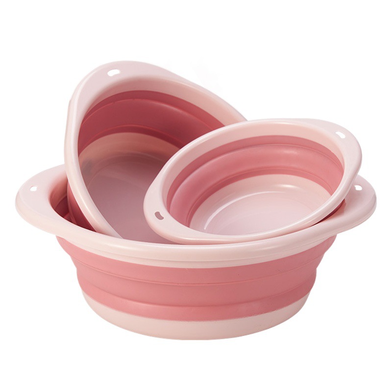 Household foldable washbasin wholesale student dormitory thickened silicone dish washing retractable round washbasin for children