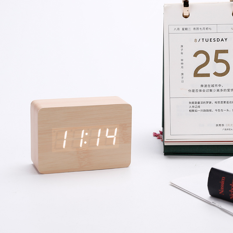 Picture of Source Manufacturer Electronic Clock Rectangular Wooden Clock Mini Alarm Clock Digital Clock Led Wooden Clock Luminous