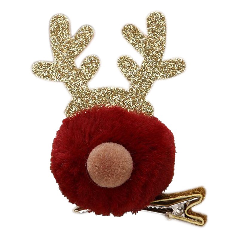New Christmas Headdress Antler Hairpin Korean Cute Fur Ball Top Clip Christmas Kidsren's Deer Decorative Hair Accessories