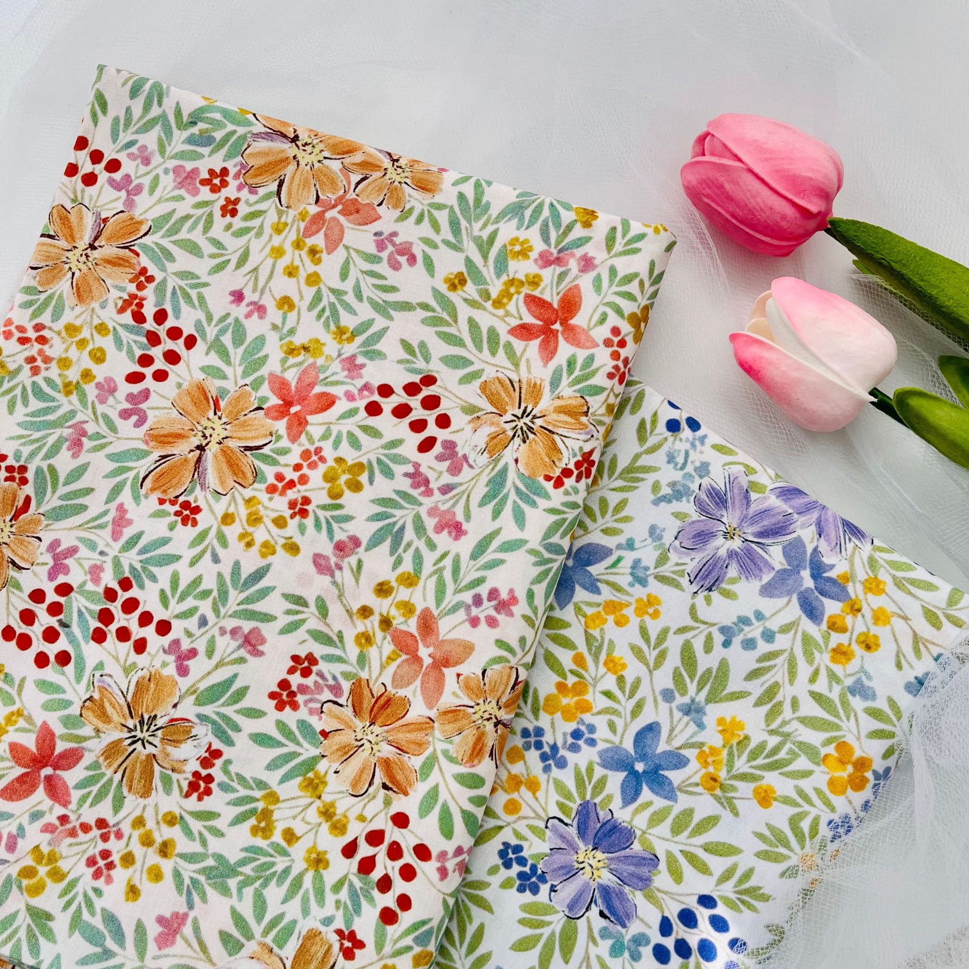 Cotton 60 digital printing fabric small floral pattern bags home clothes dress shirt fabric