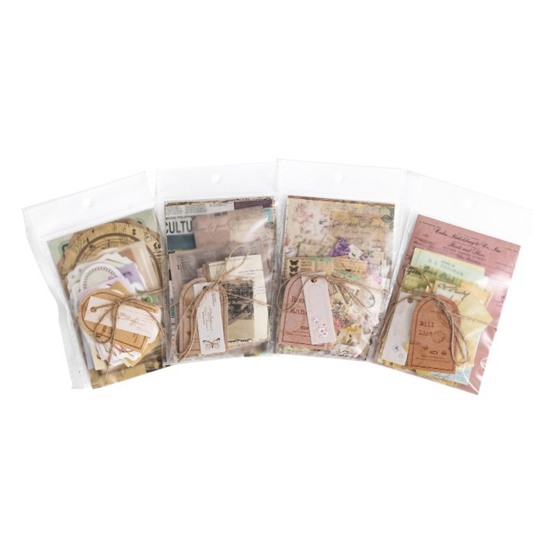 Mo Mo Memory Post Office Series Material Bag Retro Bill Plant Butterfly Text Label Hand Account Collage Decoration