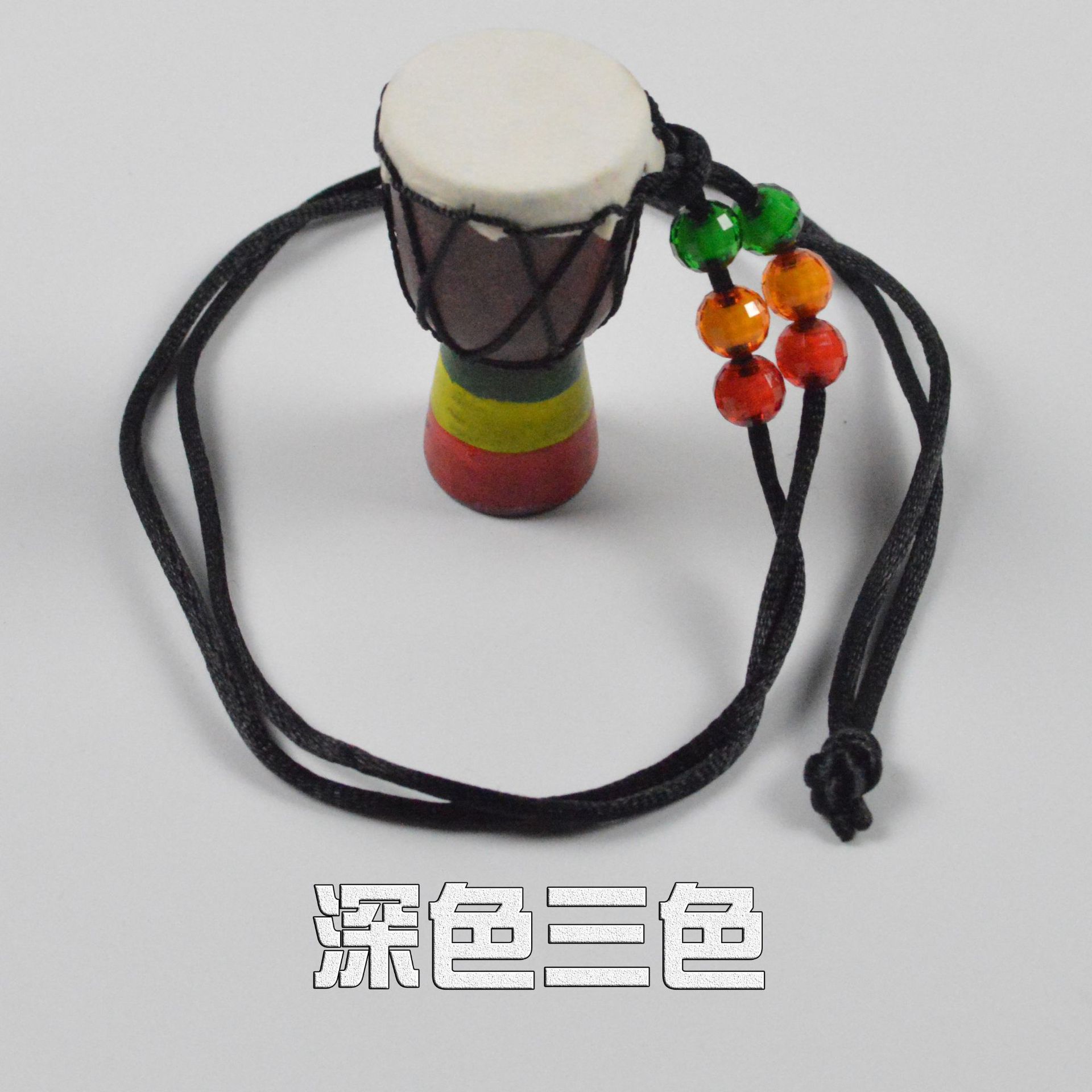 Picture of African Drum Pendant African Tambourine Necklace Jewelry Travel Gift Souvenir Solid Wood Handmade Sheepskin Sewing