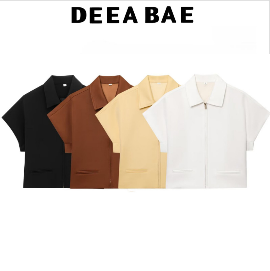 Deeabae Summer New Women's European and American Style Turn-Down Collar Short Sleeve Short Jacket Coat for Women 8491053