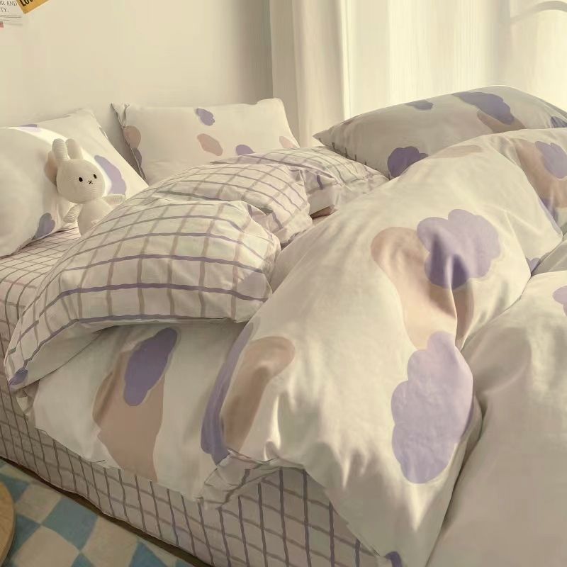 Picture of Four Seasons Washed Cotton ins Quilt Cover Four-piece Set Student Dormitory Bed Sheet Double Three-piece Set Quilt Cover Bedding