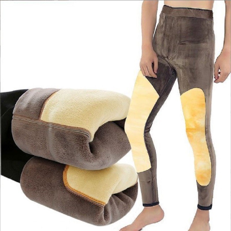 Winter Alpaca Wool Thermal Pants for Men, Fleece-Lined, Thickened, Large Size, Waist and Knee Protection, Cold-Proof Base Layer Pants for Middle-Aged and Elderly