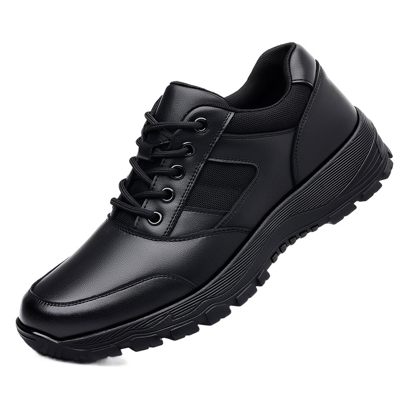 2023 autumn new men's business casual leather shoes men's lace-up fleece-lined warm cotton shoes non-slip platform shoes 322