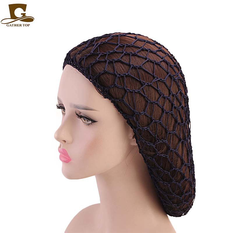 Picture of Women's Handmade Crocheted Braided Net, Mesh Pocket, Mesh Plate Hair Hat, Nightcap, Retro Bow, Retro Style
