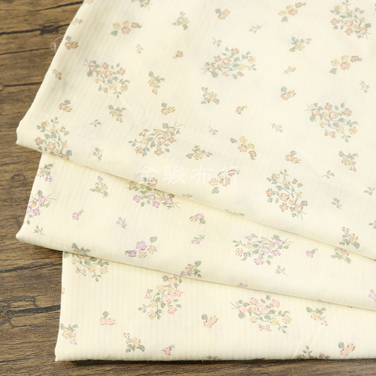 Pastoral small floral printed fabric Japanese and Korean women's clothing dress woven fabric non-elastic washed jacquard cloth