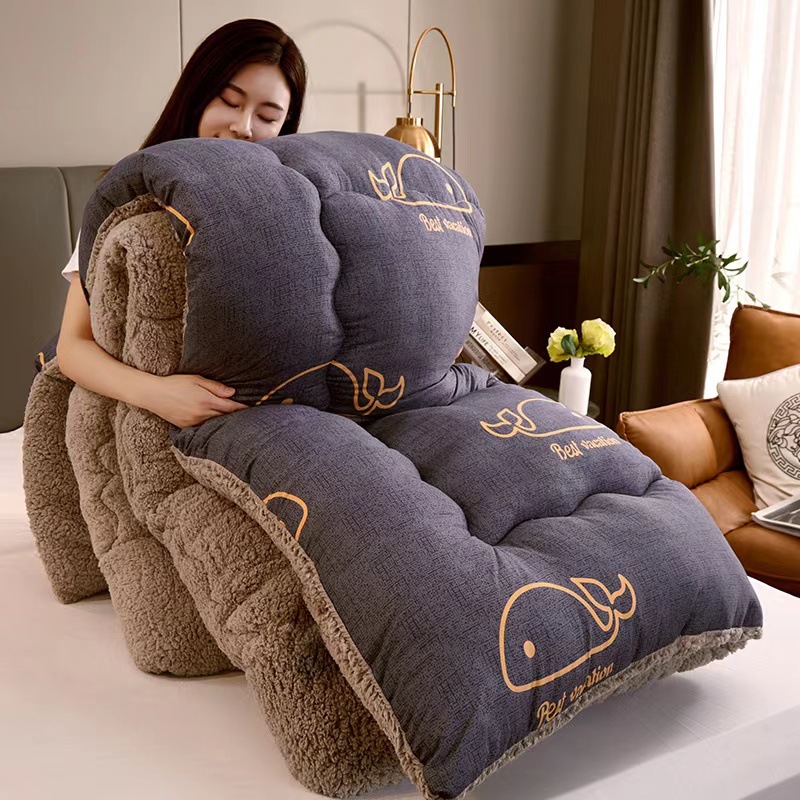 Picture of Cross-border Lamb Velvet Sanding Printed Winter Quilt Spring and Autumn Thickened Quilt Core Single Double Student Dormitory Air-conditioning Quilt