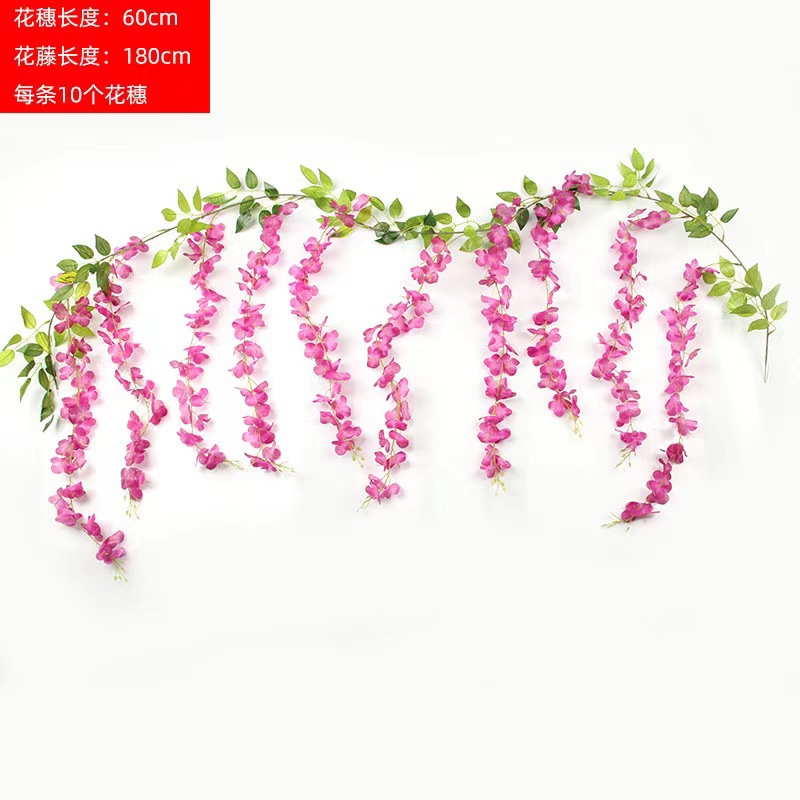 Picture of Simulation wisteria flower false Flower Vine decorative flower winding hanging flower plastic flower Vine string flower plant pipe shading flower