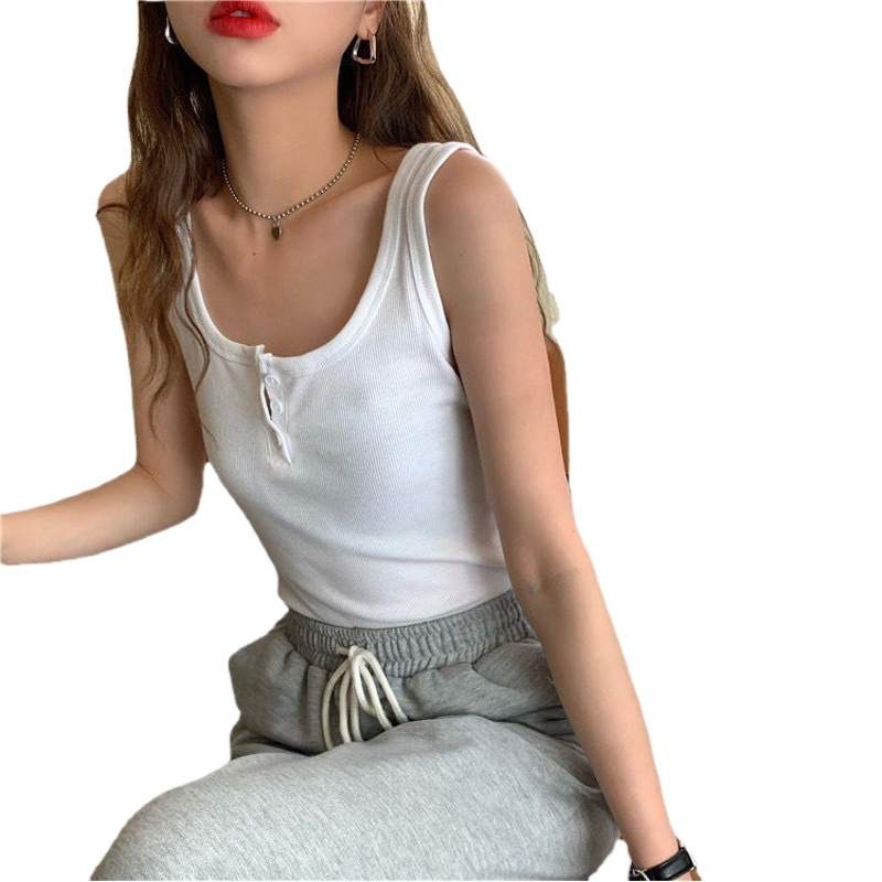 White Sports Small Camisole 2021 Summer Wear Ins Trendy Beauty Back Short Base Top for Women