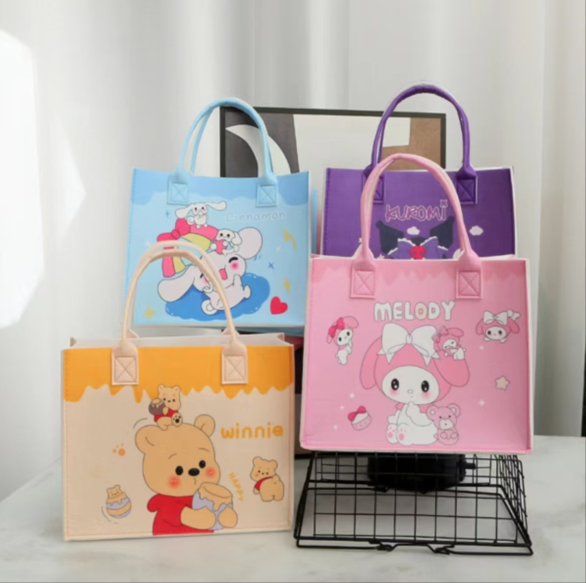 Cartoon Kulomi Felt Handbag Live Room Net Welfare Net Red Envelope Digital Printing Felt Bag Tote Bag