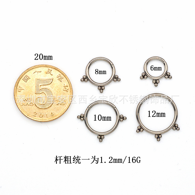 Picture of G23 titanium alloy earrings male nose ring implant grade nose ring golden lip ring European and American puncture jewelry women wholesale