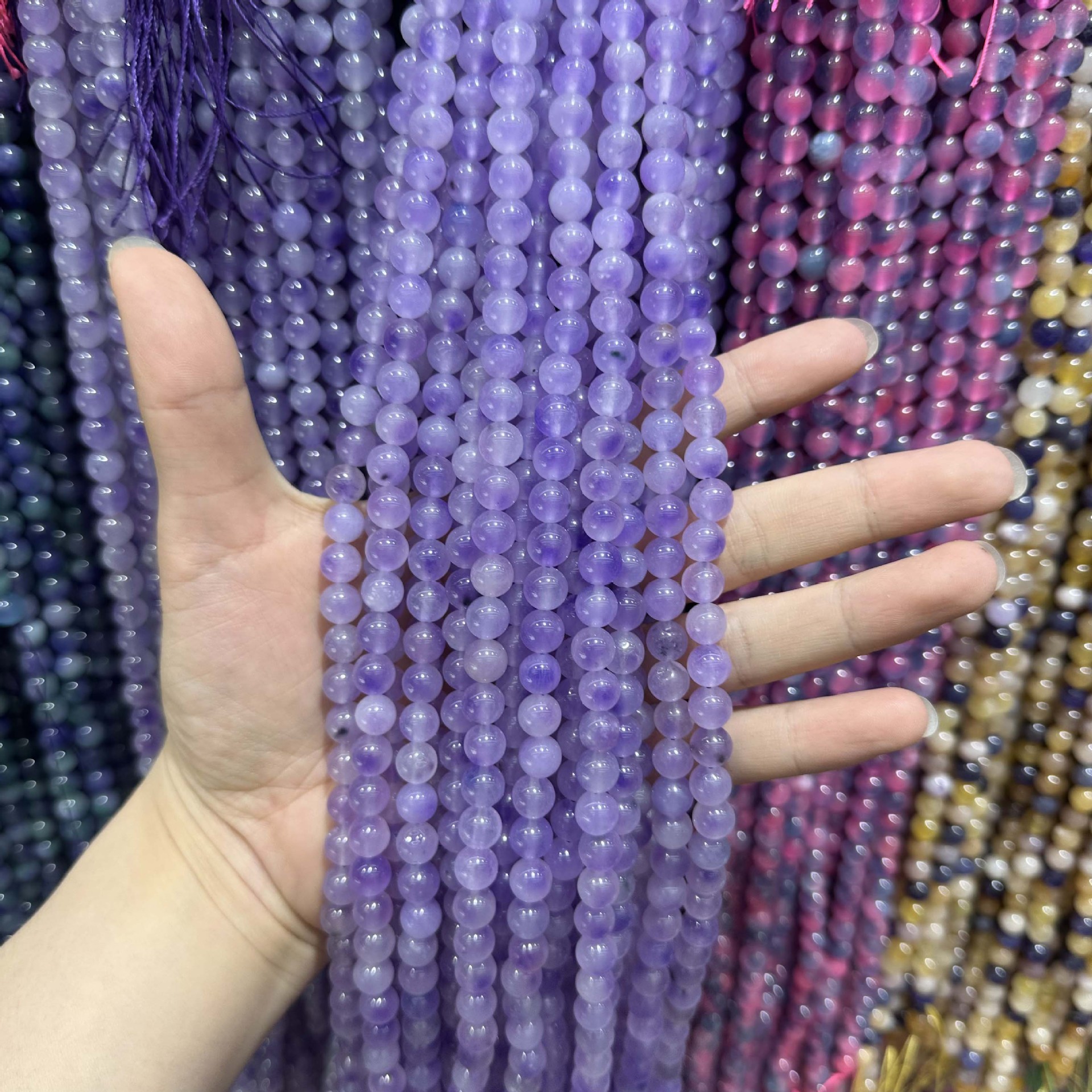 Picture of Live hot grade a chalcedony 8mm two-color round beads beads handmade diy Internet celebrity matching in stock jewelry