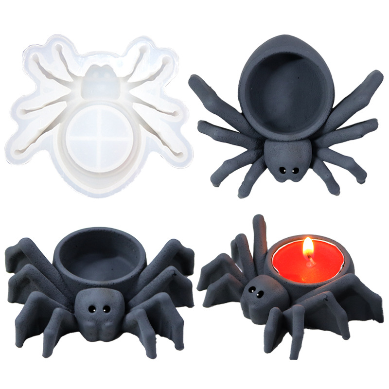 Deyi Yangyang DIY Glue Mold Halloween Series Spider Candlestick Silicone Mold Candle Cross-Border Supply