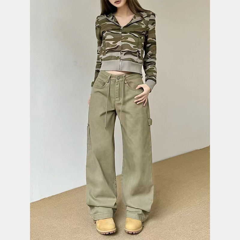 2025 New Arrival American Style Trendy Embroidered Loose Straight Drawstring Overalls for Men and Women New Arrival Retro Street Wide Leg Trendy Pants