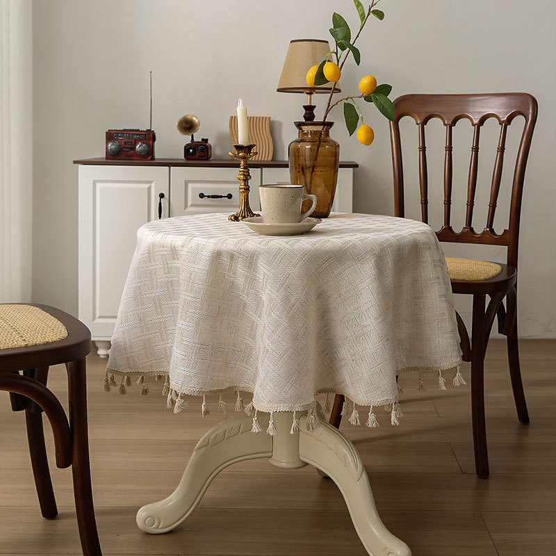 Cross-border Tablecloth Japanese Ins Dining Table Fabric Home Round Table Meal Thickened Linen Tablecloth Coffee Table Cover Tablecloth Wholesale