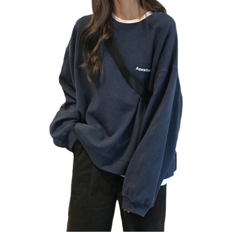 Picture of 2023 Autumn New Korean style letters loose slimming long-sleeved sweater thin coat for female students fashionable one-piece delivery