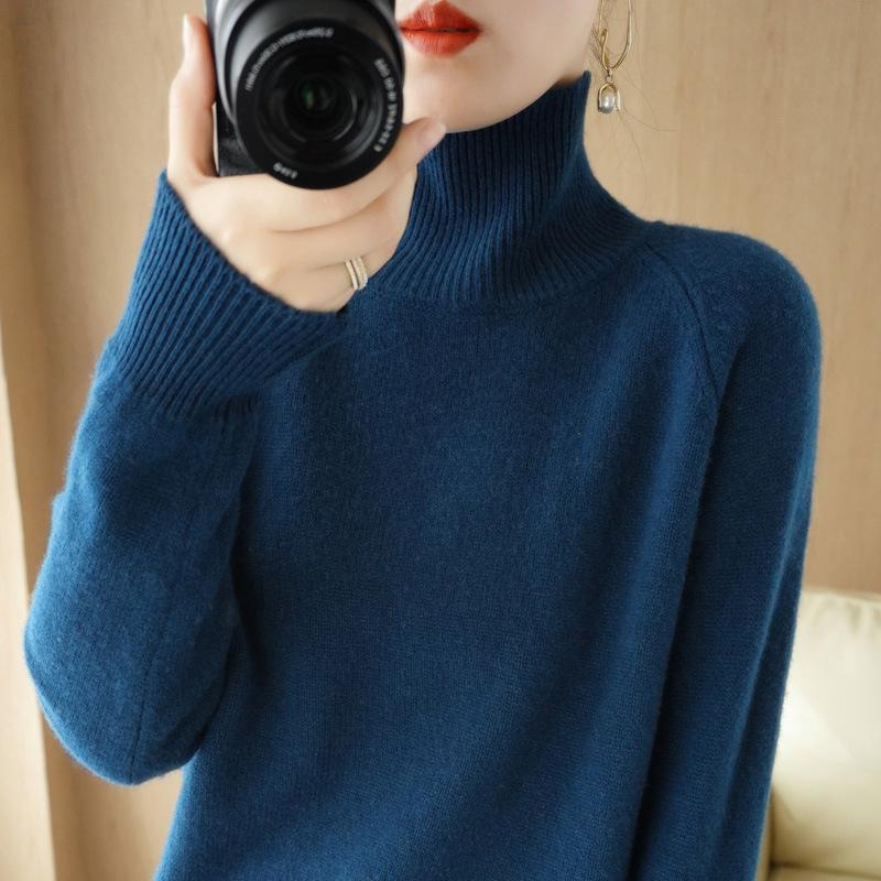 Picture of Stand Collar Sweater Women's Autumn and Winter New 2025 Thick Korean Style Women's Pure Color Pullover Loose Knitted Long-Sleeved Bottoming
