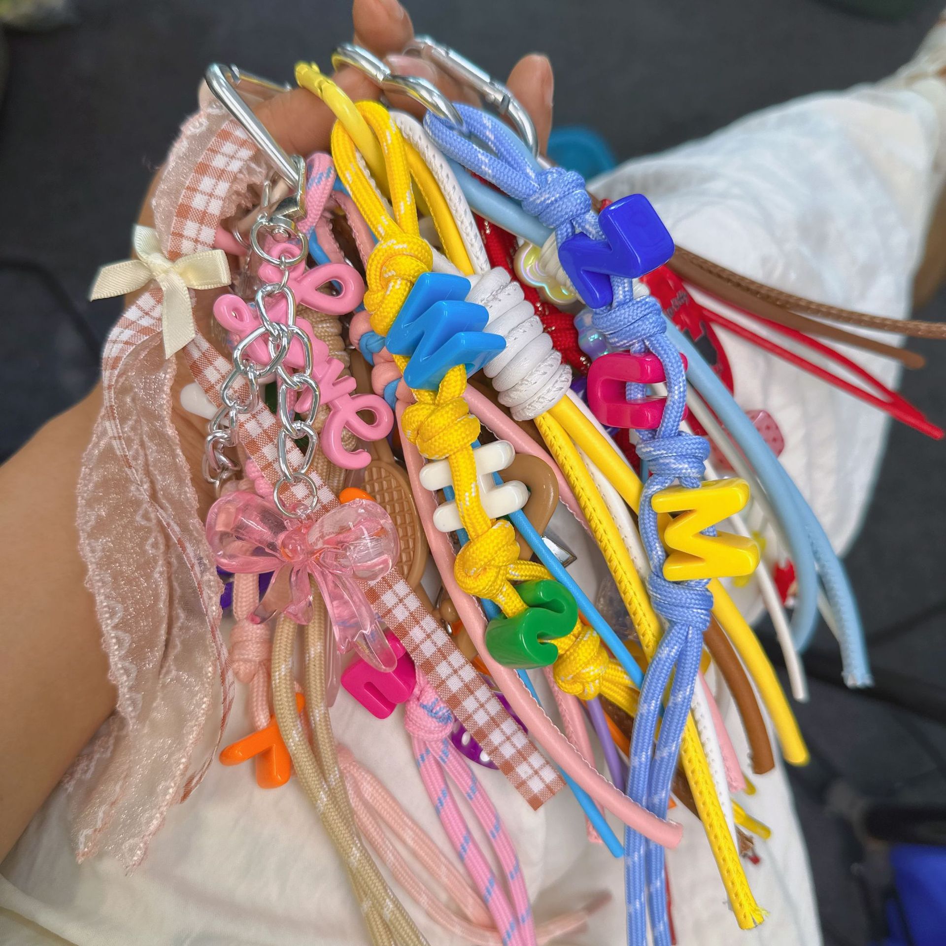 Letters Woven Lanyard Women's Bag Pendant Colorful Letters Beaded Bag Hanging Jewelry Tanabata Lover Gift
