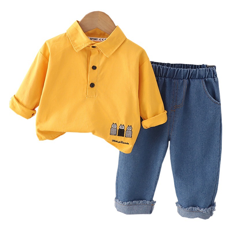 Boys' Spring and Autumn Long-sleeved Sweatshirt Children's 2023 Boys' Children's Korean-style Early Autumn Children's Clothing New Two-piece Set