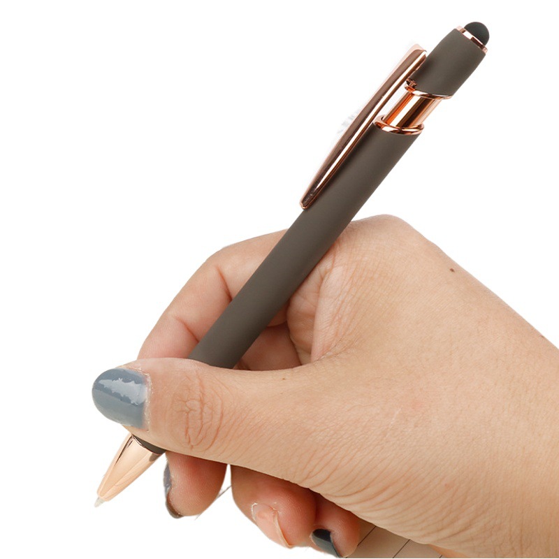 Spot American Pen Rose Gold Aluminum Ball Pen Coil Oblique Push Aluminum Sandblasting Advertising Pen