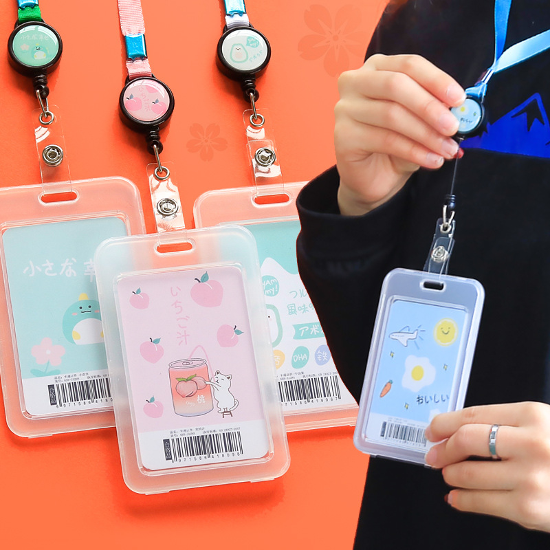 True Color Card Holder Student Anti-Lost Campus Bus Meal Card Access Control Transparent Work Badge Id Work Badge with Lanyard