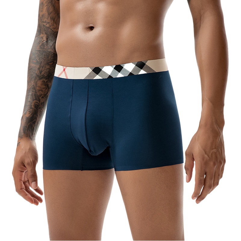 50 Modal Men's Underwear Personalized Traceless Boxers Simple Striped Plaid Contrast Breathable Four-Corner Pants