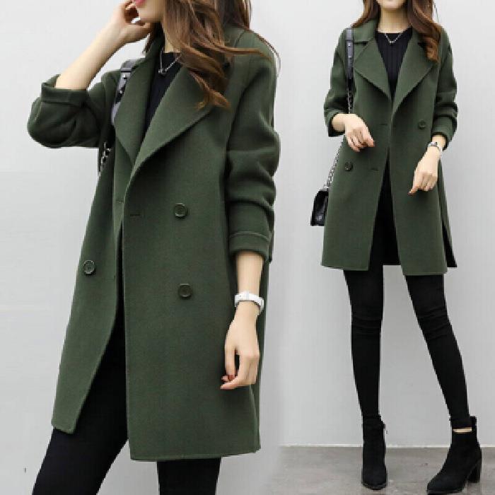 Picture of Foreign trade explosion 2024 autumn and winter new coat woolen coat women's long cocoon double-breasted woolen loose slim