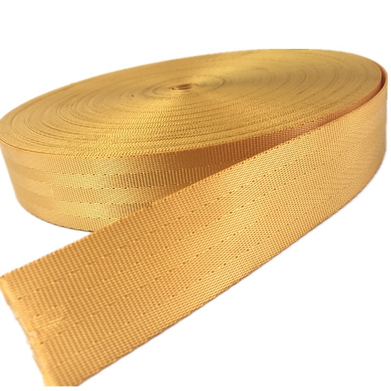 Yellow five twill nylon webbing 3.5CM 4CM 55MM color twill nylon webbing dyed yellow