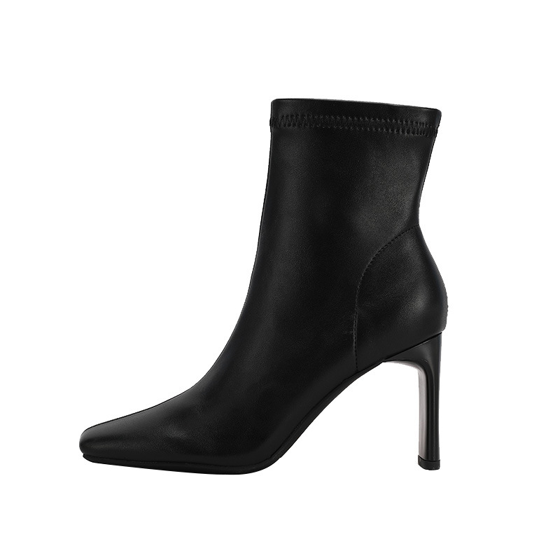 Picture of 2178-8 High-heeled Women's Short Boots Square Head Thick Heel Side Zipper Low 2024 Fall/Winter New Fashion Joker Comfortable