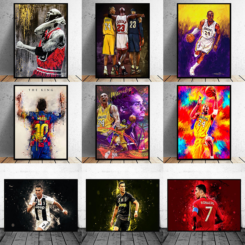 Football Star Messi Basketball Star Poster Canvas Painting Poster Wall Art Modern Decorative Painting Creative