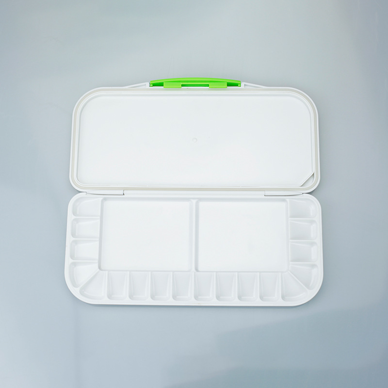 Moisturizing Color Palette Plastic Rectangular Art Painting Color Palette 2 White Thickened Children's Color Palette Box